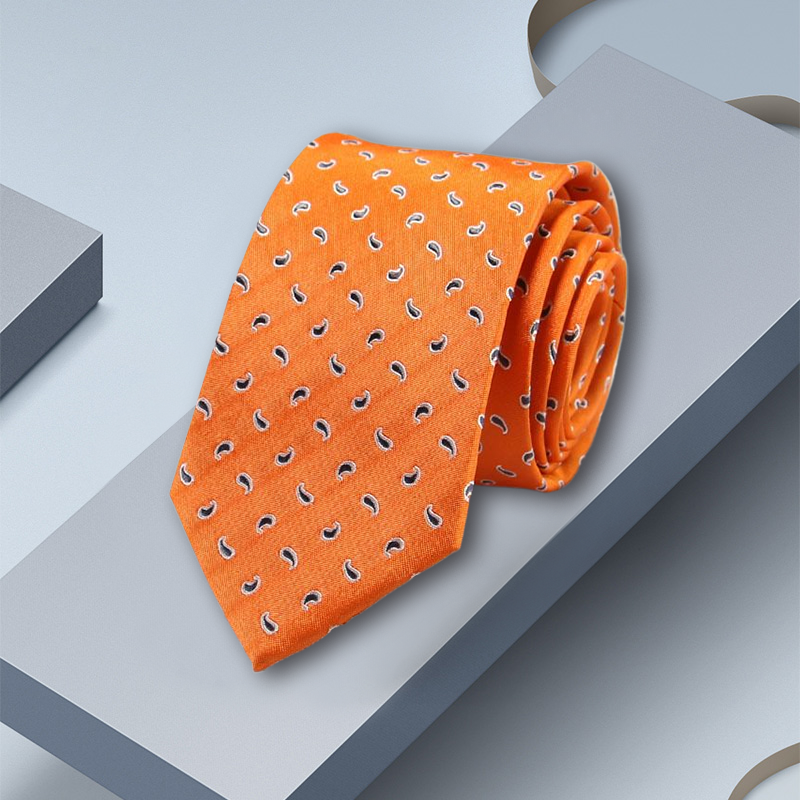 Cravate en soie orange pour hommes de 7 cm- SOIE PLUS