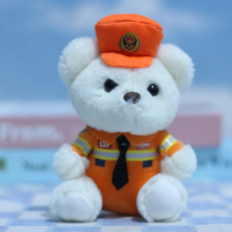 Cute Cute Traffic Police Bear Pendant Plush Toy Police Fire Fighting Doll Bag Hanging Doll Keychain Doll