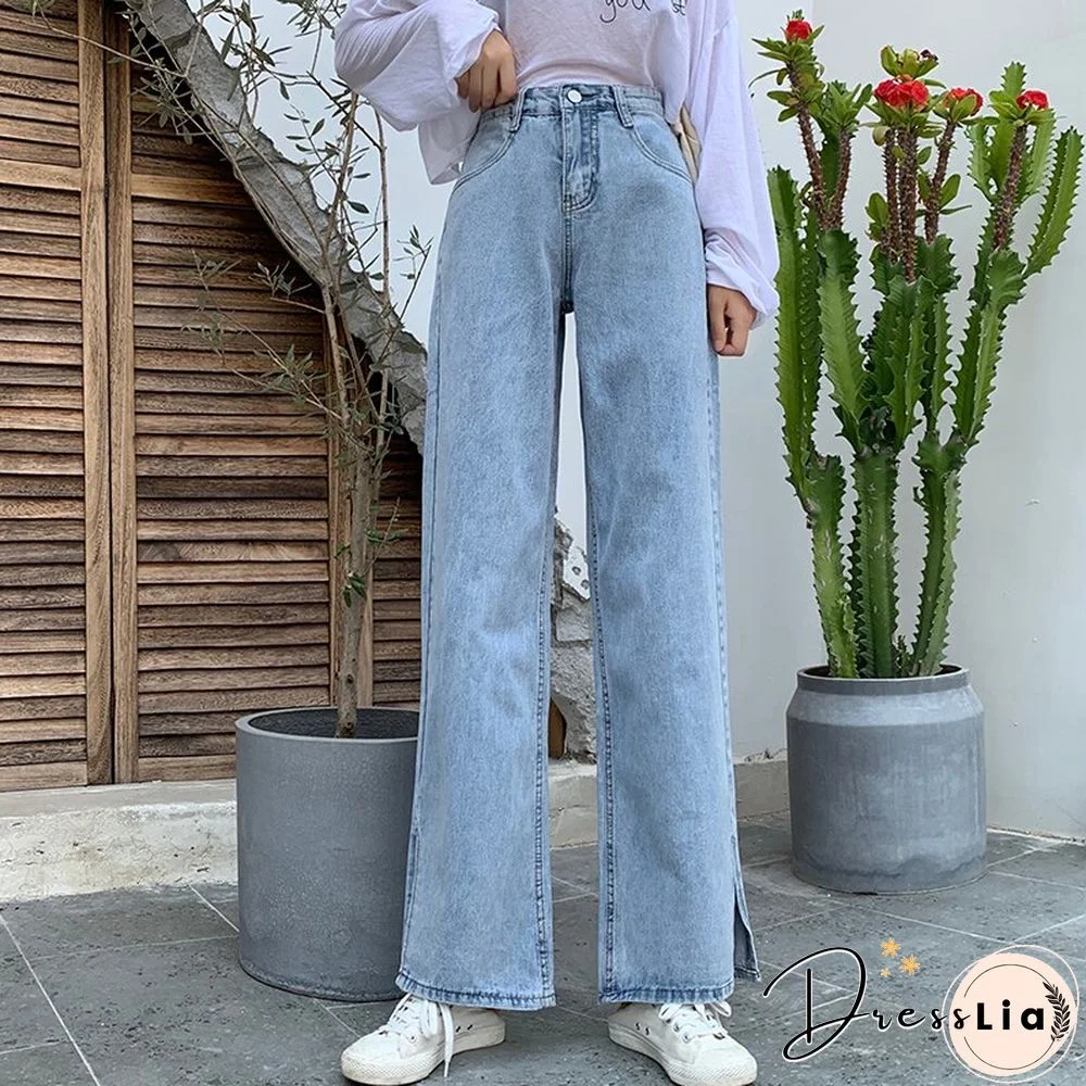 Woman Jeans High Waist Clothes Wide Leg Denim Clothing Blue Streetwear Vintage Quality Fashion Harajuku Straight Pants