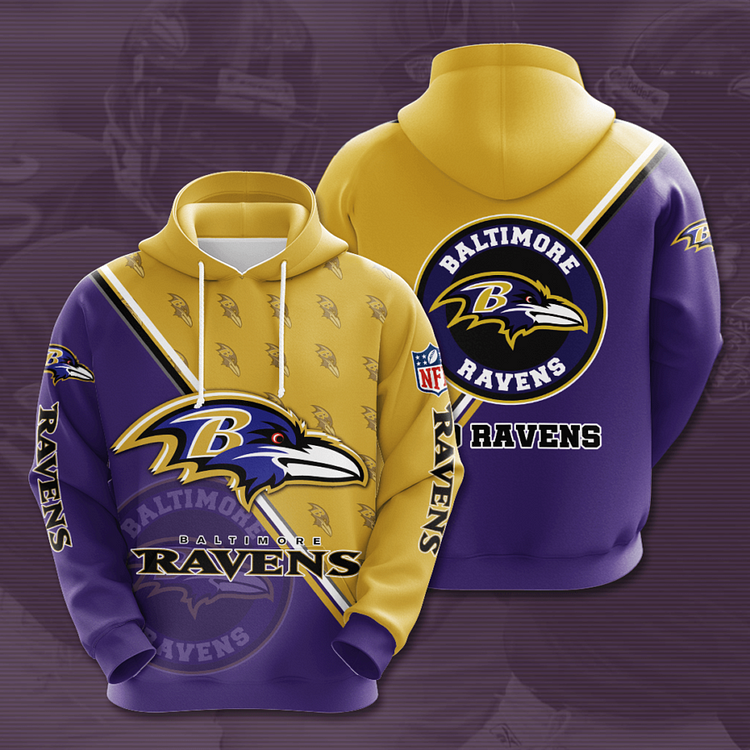 Baltimore Ravens 3D Printed Hooded Pocket Pullover Hoodie
