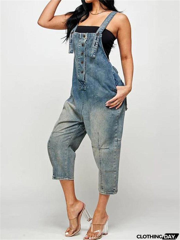 Fashion Relaxed Hard-wearing Ladies Denim Jumpsuits