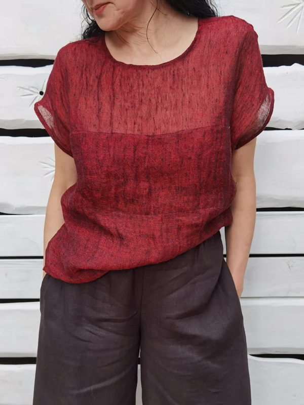 Natural Casual Light Linen Short Sleeves tjj Shicloths