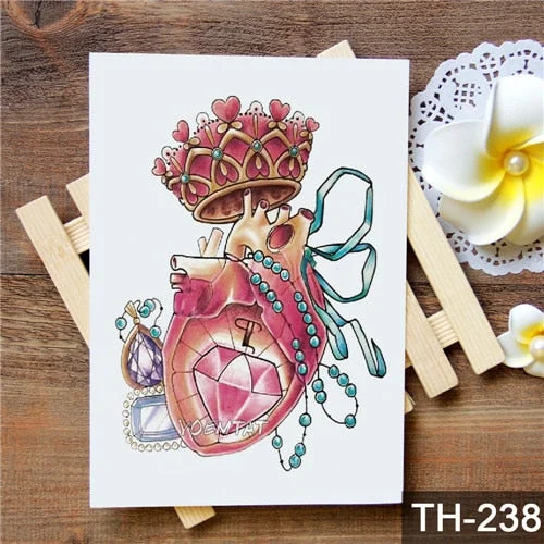 Waterproof Temporary Tattoo Stickers Rose Flowers Leaves Colorful Flash Tatto Sexy Arm Neck Body Art Fake Tattoos For Women Men