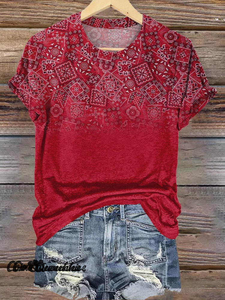 Red Paisley Print T-Shirt Multicolor / S