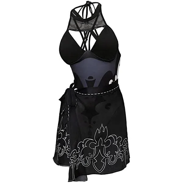 Nier Automata 2B YoRHa Type B Cosplay Costume Sexy Swimsuit Black Bikini Beach Bathing Suit for Adult Black Large