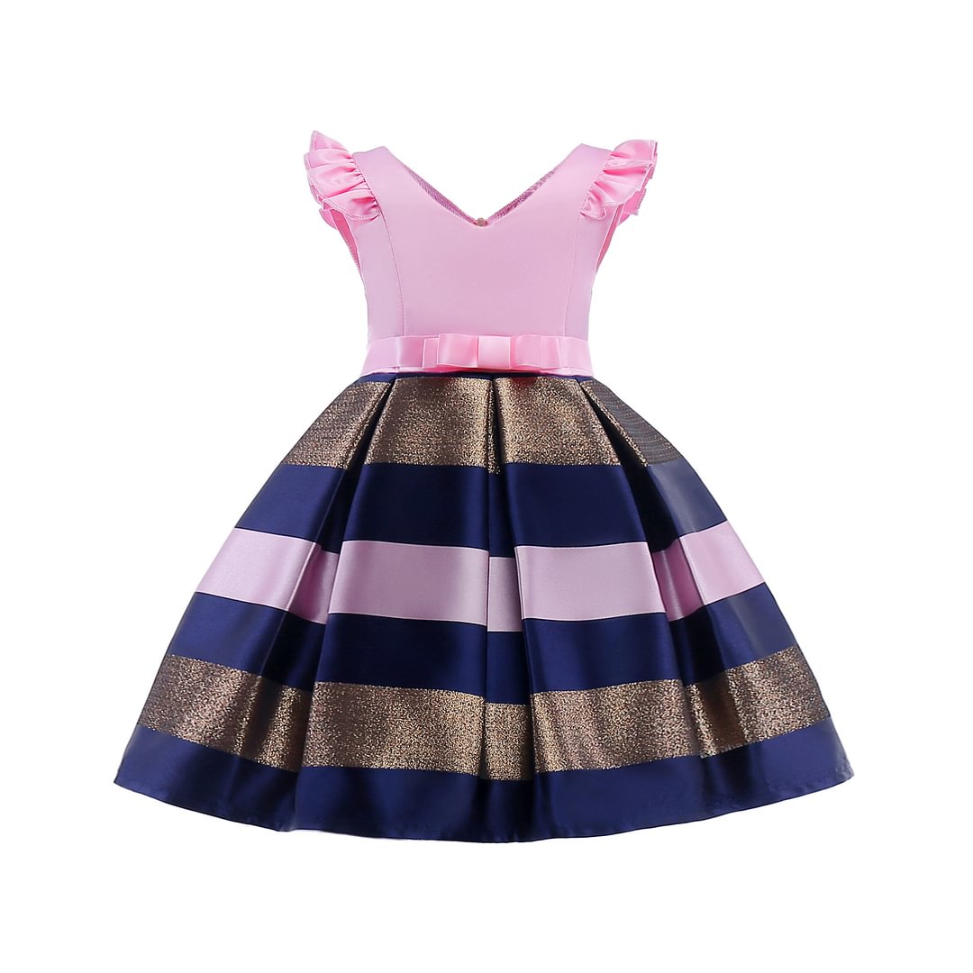 Buzzdaisy Stripe Evening Dress For Girl Lolita Retro Dress Lotus Leaf Sleeves Can Be Washed Cotton Pullover Party
