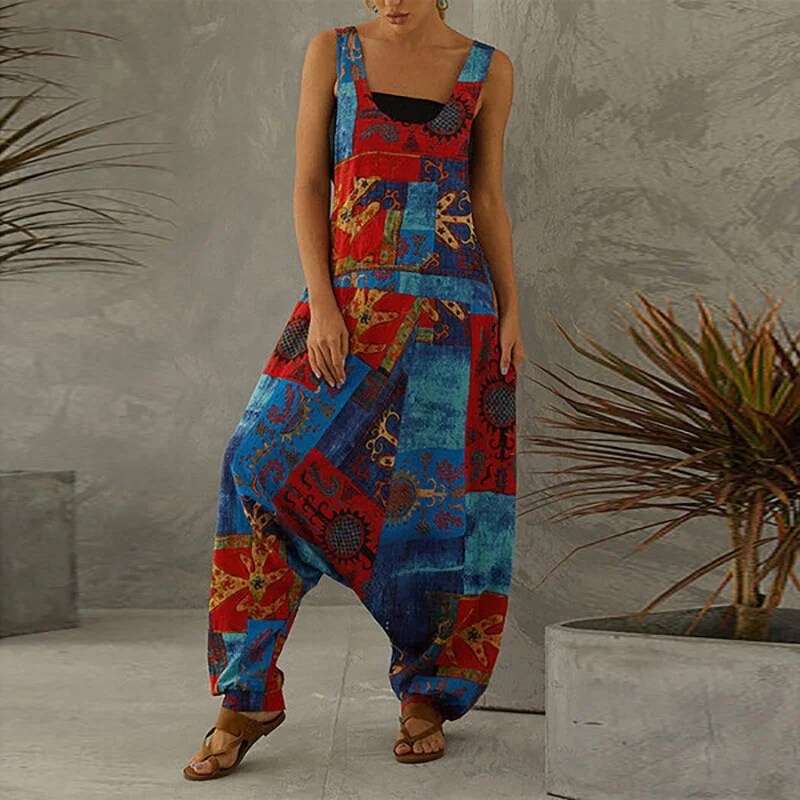 2021 Fashion Women Summer Jumpsuit Harem Overall Vintage Sleeveless Women Jumpsuit Casual Rompers Pants Jumpsuit For Women