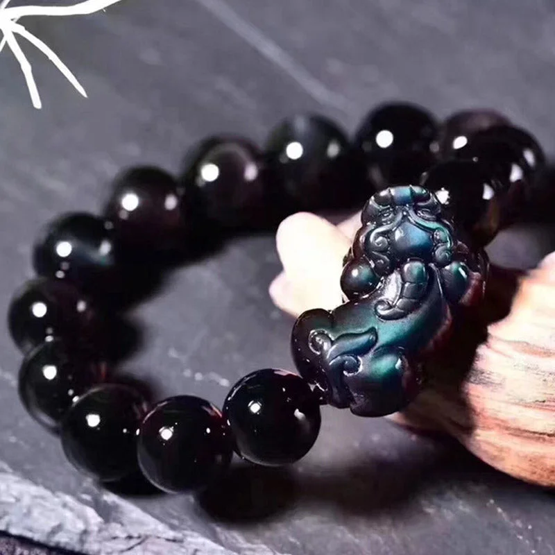 FengShui PiXiu Rainbow Obsidian Luck Bracelet