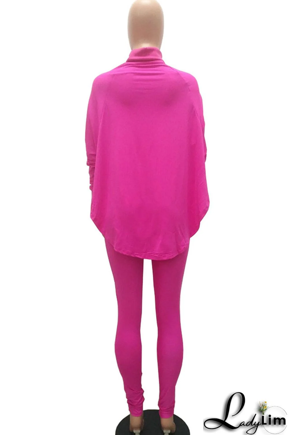 Blue Casual Solid Patchwork Turtleneck Long Sleeve Two Pieces