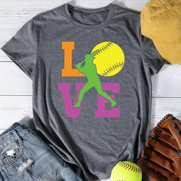 Love Softball Round Neck T-shirt-0025847