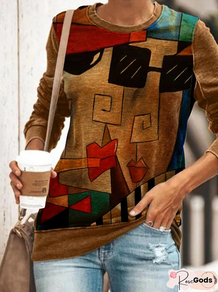 Abstract Long Sleeve Casual Sweatshirt