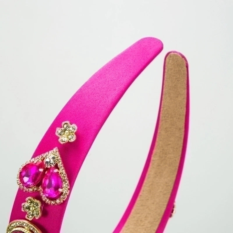 Women’s Sweet Heart Shape Alloy Cloth Inlay Rhinestones Hair Band