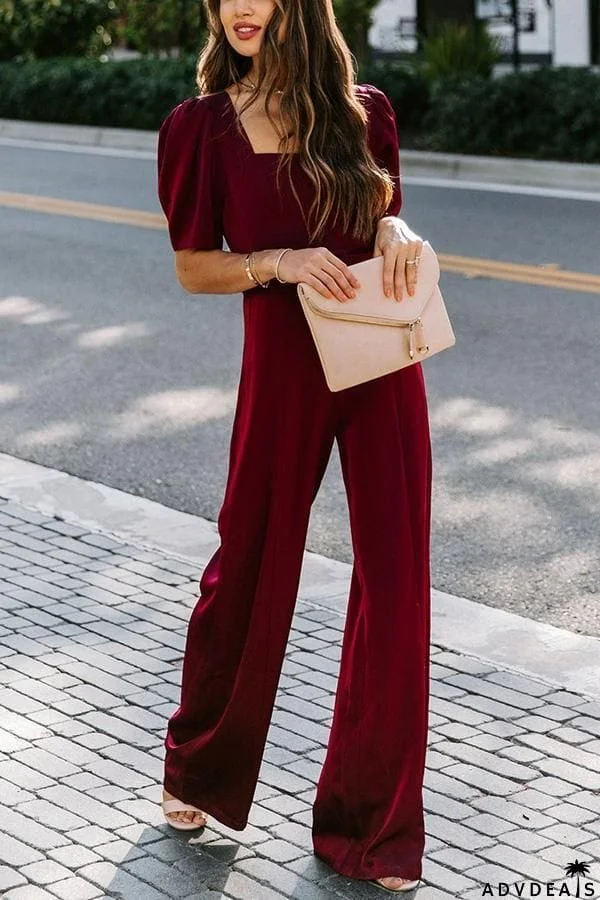 Gala So Grand Velvet Belted Wide Leg Jumpsuit