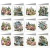 12Pcs Garden Flowers DIY Diamond Painting Greeting Cards for Adult Holiday Gifts