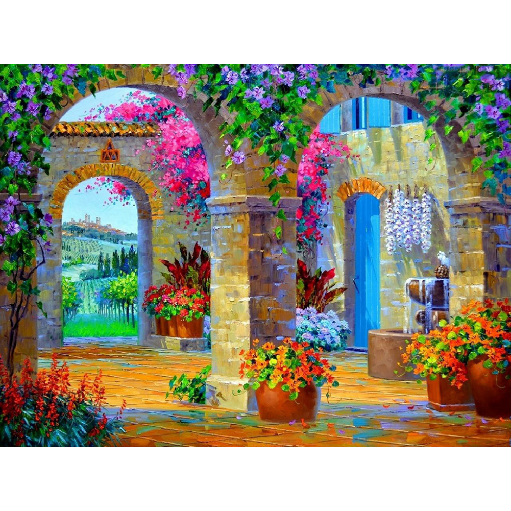 

40*30CM - Round Drill Diamond Painting - Garden, 501 Original
