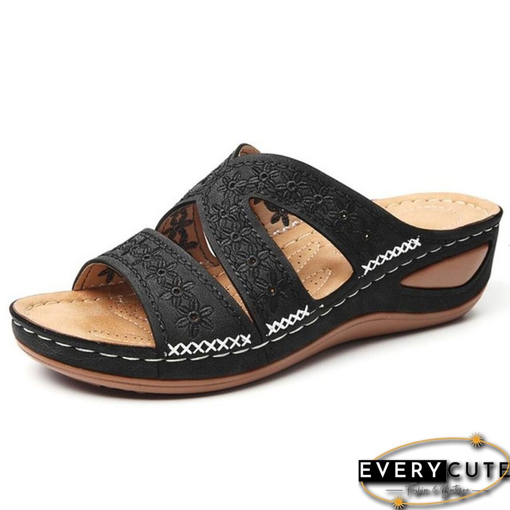 Women's Fashion Casual Sandals Open Toe Summer Sandals Vintage Wedge Slippers Platform Sandals Plus Size 35-43