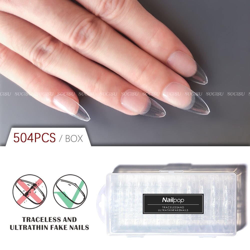 Almond False Nails Full Cover Press on Nails Coffin Practice Hand for Acrylic Nail Tips Supplies Accesoires Tools