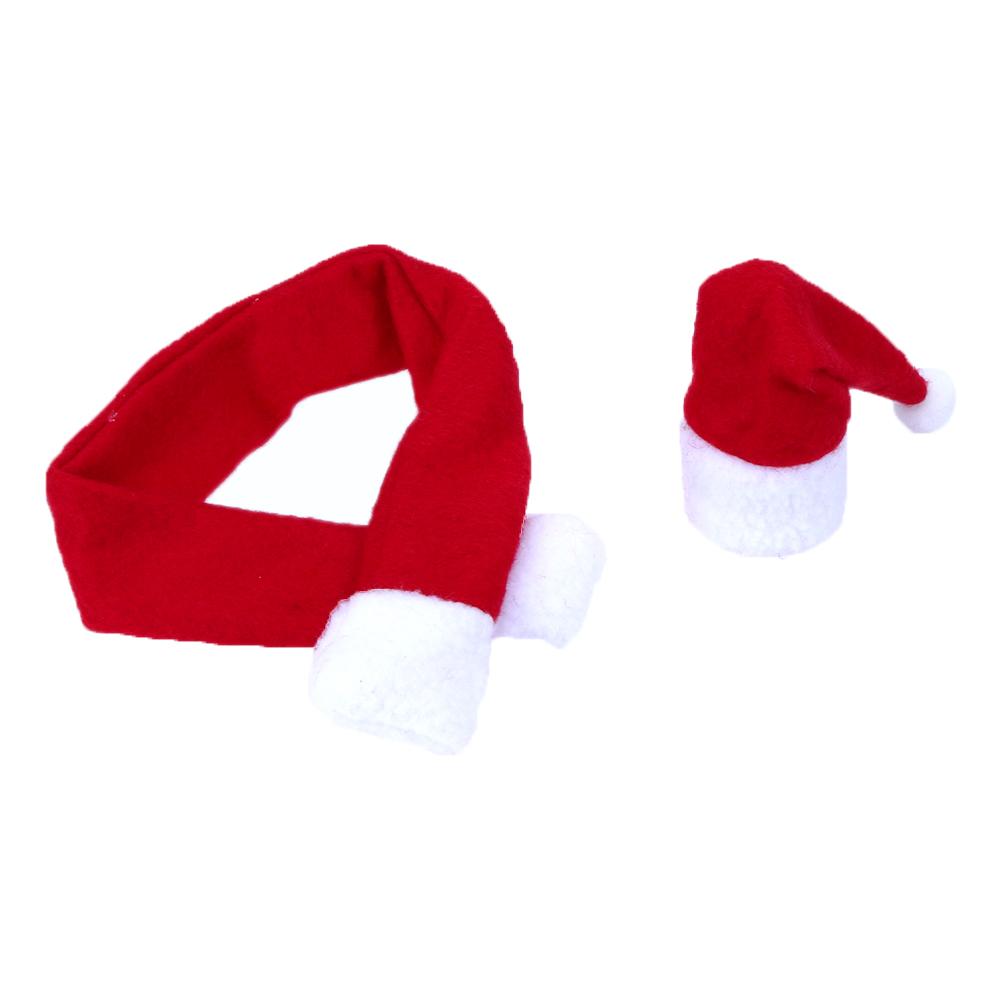 

2pcs Christmas Non-woven Fabric Hat Scarf Red Wine Bottle Christmas Decor, 501 Original