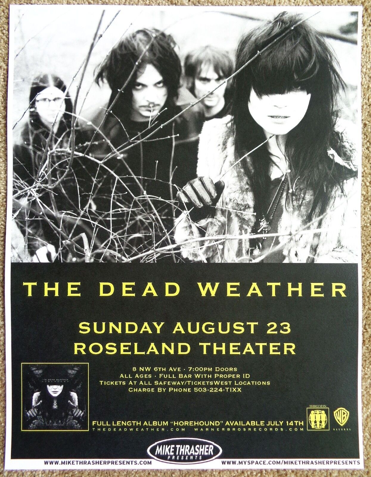 THE DEAD WEATHER 2009 Gig POSTER Portland Oregon Concert