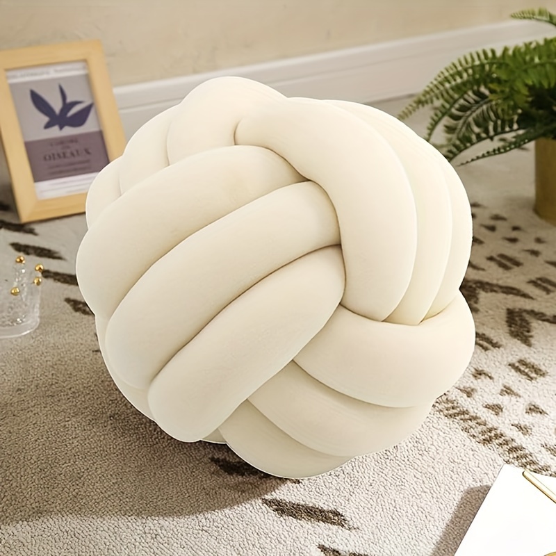 1pc Soft & Plush Knot Pillow Ball - Decorative Throw Cushion for Modern Home, Handmade Woven Round Pillow for Bedroom, Living Room, Sofa with Cute Knotted Design - Perfect Accent for Home Decor