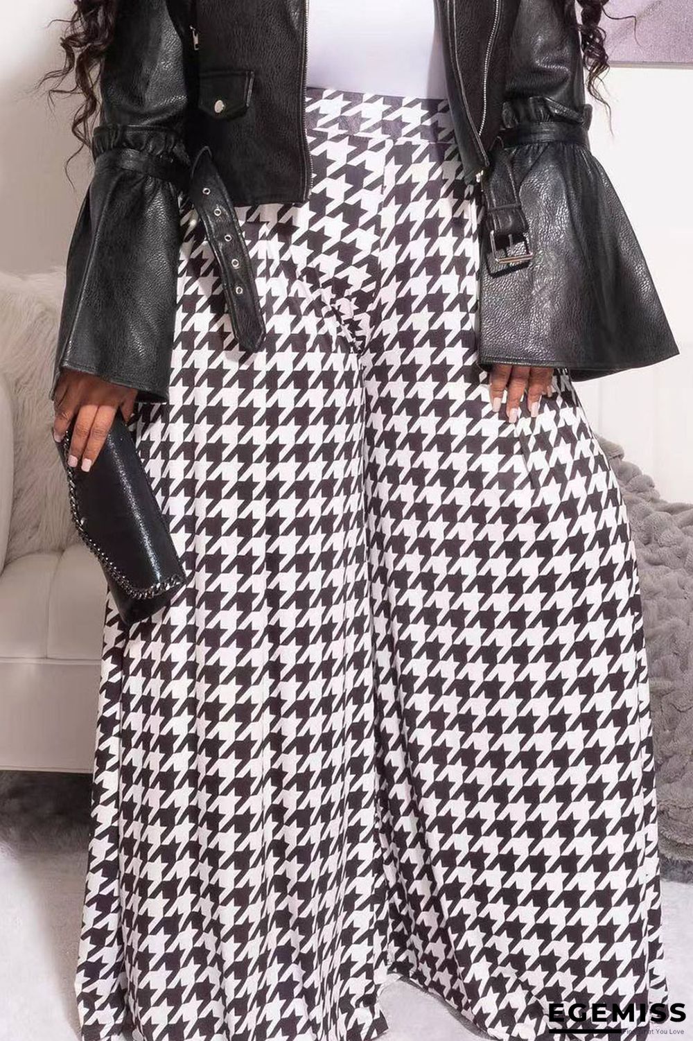 Black Casual Print Patchwork Plus Size | EGEMISS