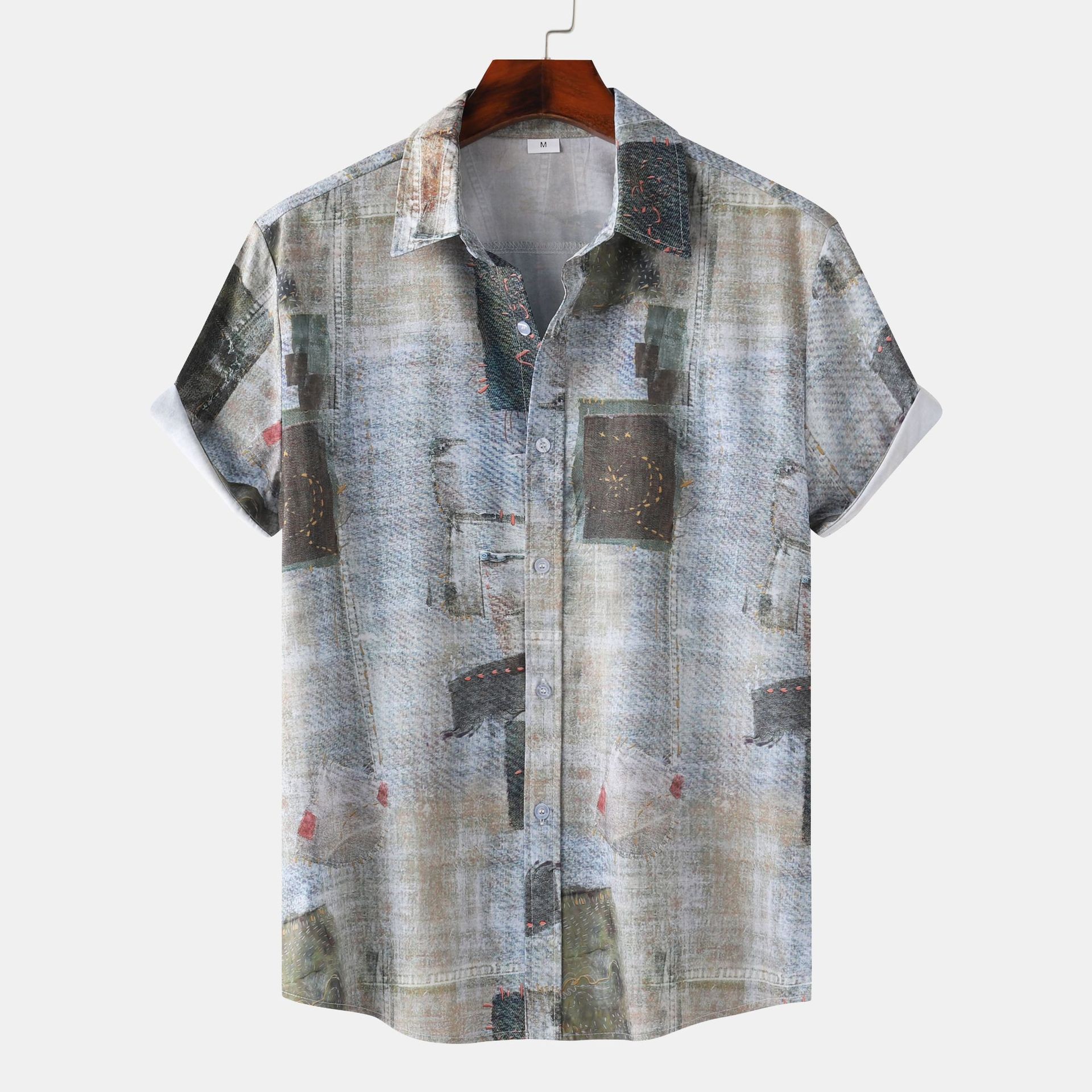 Men's casual and fashionable Hawaiian beach vacation printed short sleeved shirt PLUSCLOTHESMAN