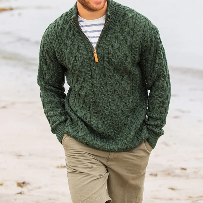 Men's Vintage The Scottish Half-Zip Aran Sweater