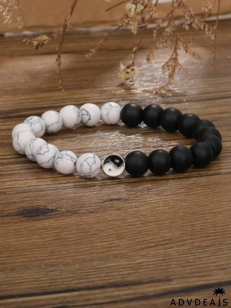 3pcs Yin & Yang Decor Beaded Bracelet