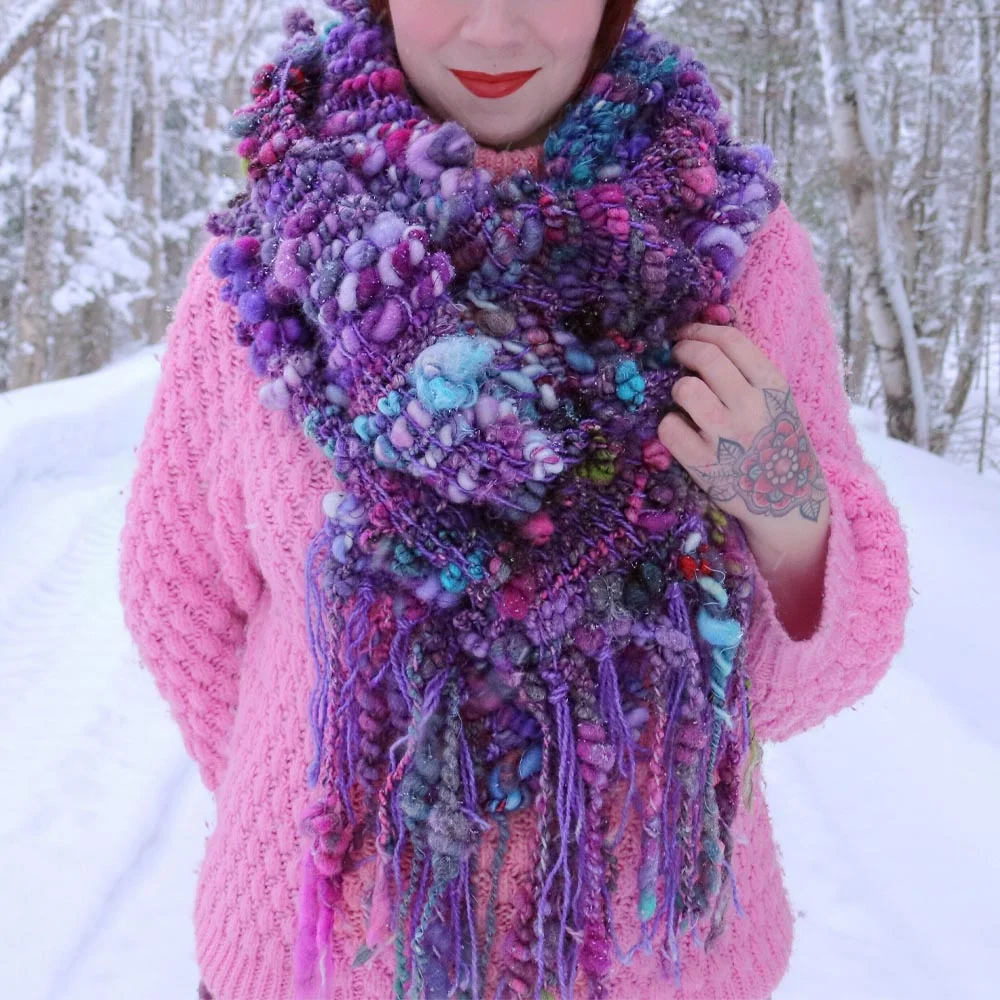 Purple scarf wool alpaca- Foulard mauve laine alpaga-Global Online Discount Store