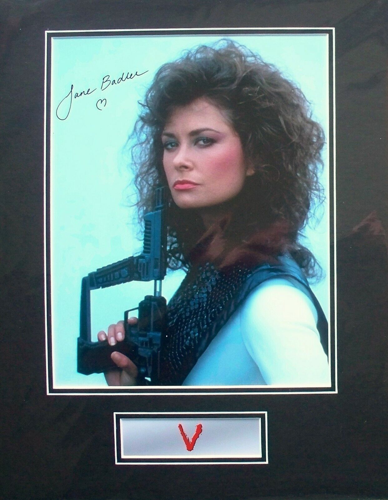 JANE BADLER: Diana - Sci-Fi series 'V'. Hand-signed display Photo Poster painting. COA. SALE.