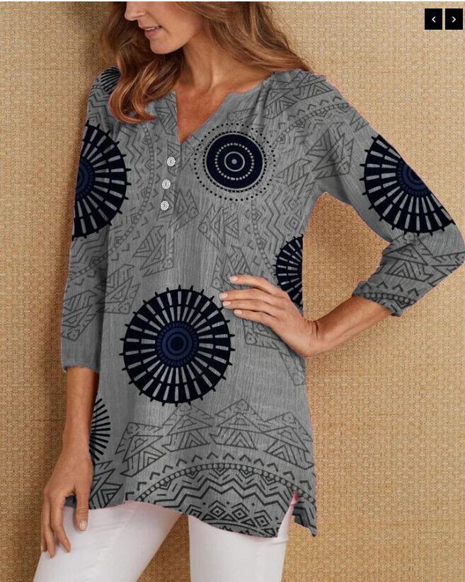 Mature Women Printed Casual Top