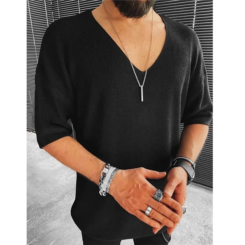 Wongn Wongn Men's Wear Summer And Fall Short-Sleeved Top Fashion Casual V-Neck Sweater Men's T-Shirt