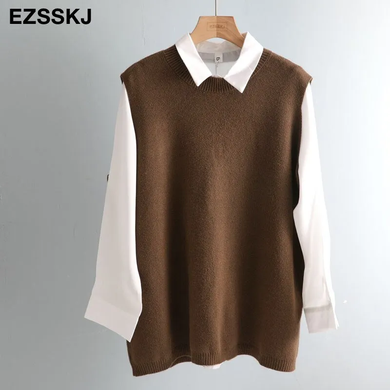 autumn winter OVERSIZE thick Sweater vest women sleeveless warm Sweater Pullovers Women female  o-neck LOOSE  sweater VEST