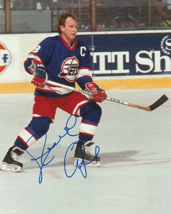 VINTAGE RANDY CARLYLE SIGNED WINNIPEG JETS 8x10 Photo Poster painting #3 Autograph