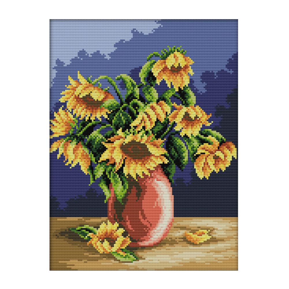 

Sunflower Vase - 14CT Stamped Cross Stitch - 29*36cm, 501 Original