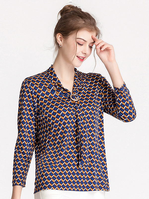 Silk Shirt V-neck Ribbon Fashion Slim Top