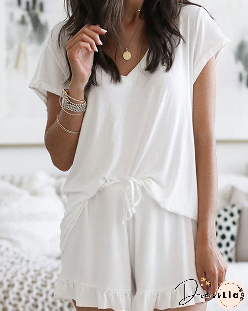 Solid Color Two-Piece Lounge Set P15097