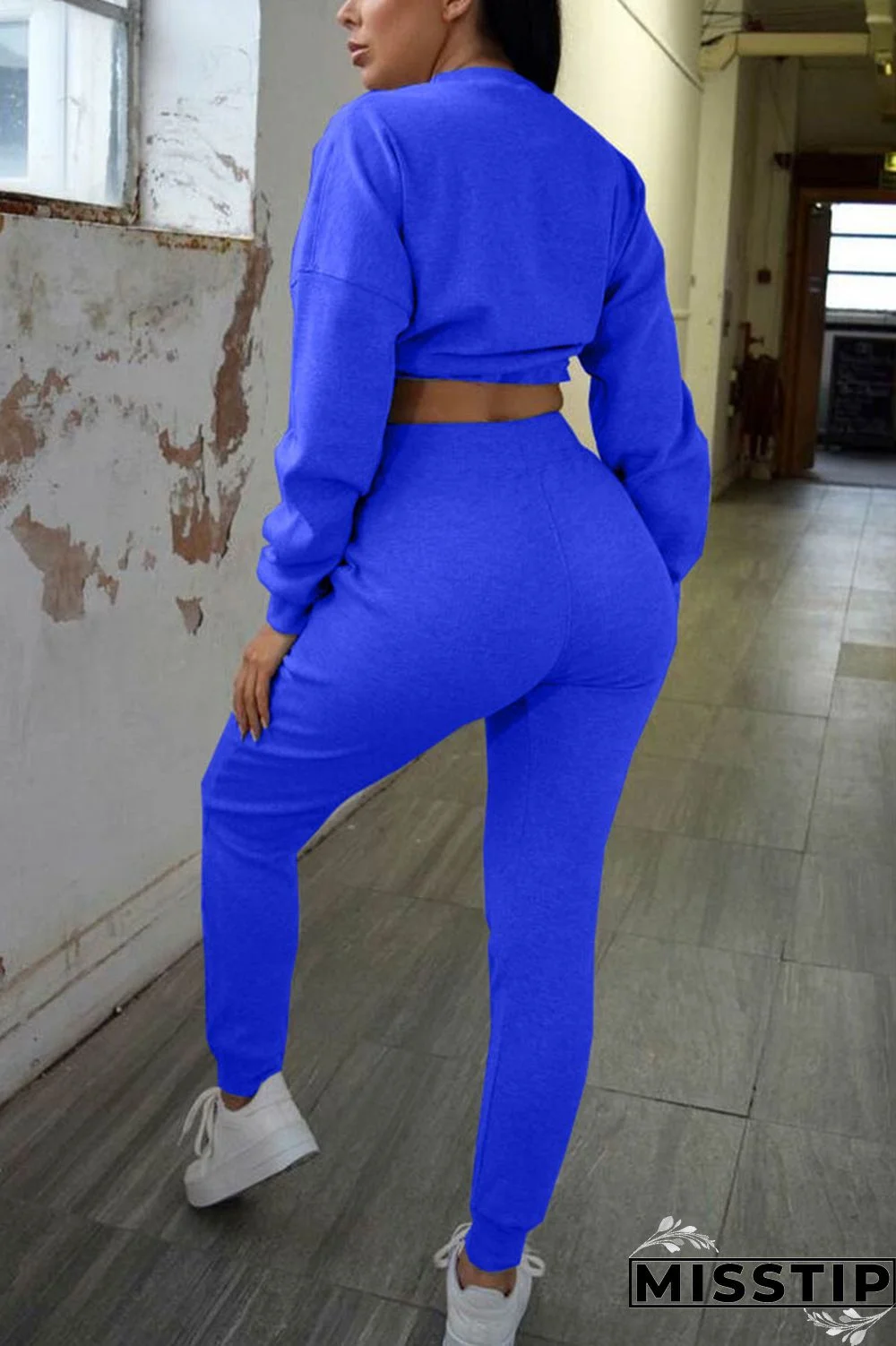 Grey Work Daily Solid Patchwork O Neck Long Sleeve Two Pieces