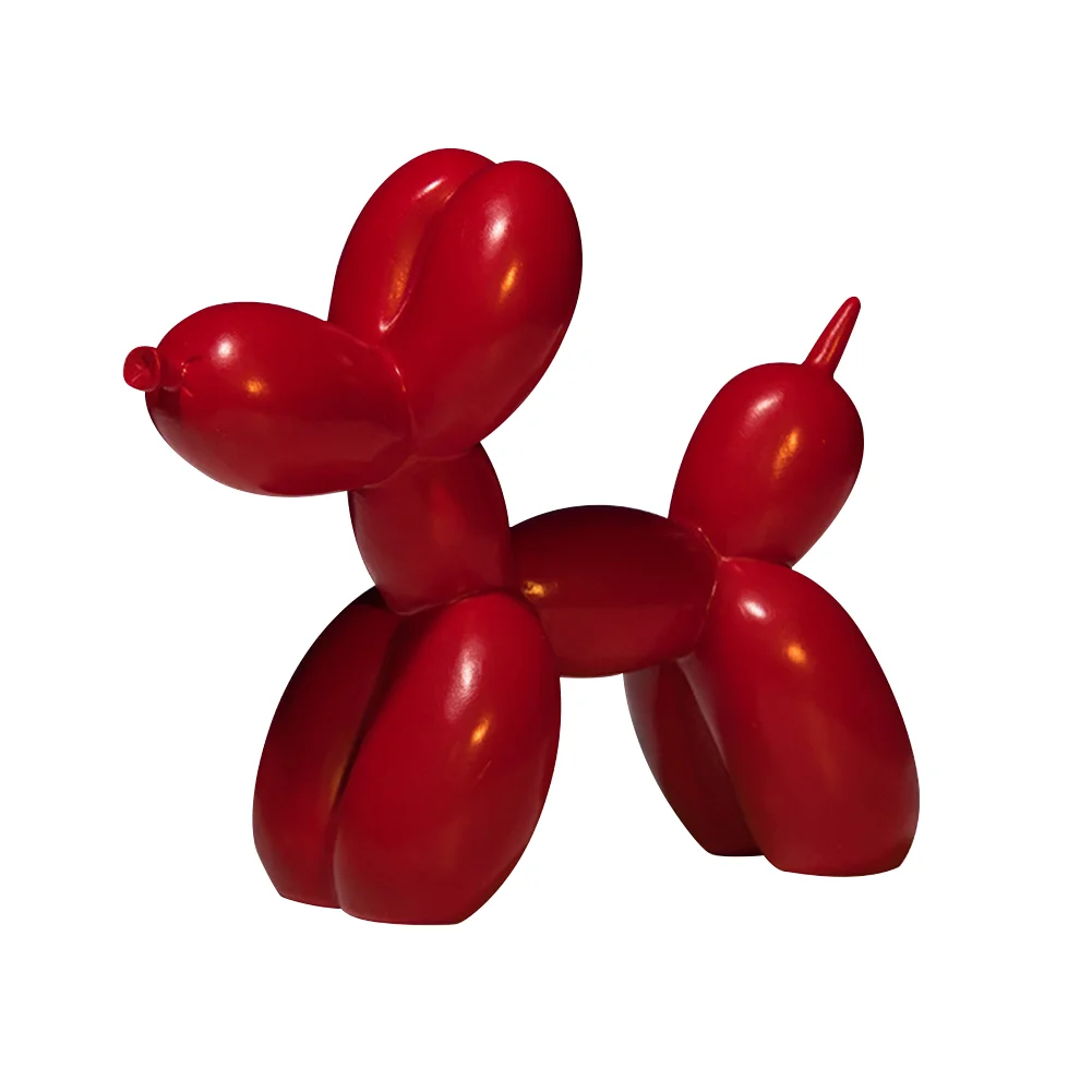 Nordic Style Balloon Dog Sculpture Resin Animals Shape Desktop Decor (Red)