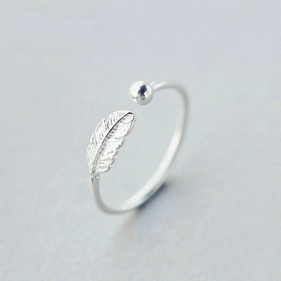 Sterling Silver Adjustable Feather Ring