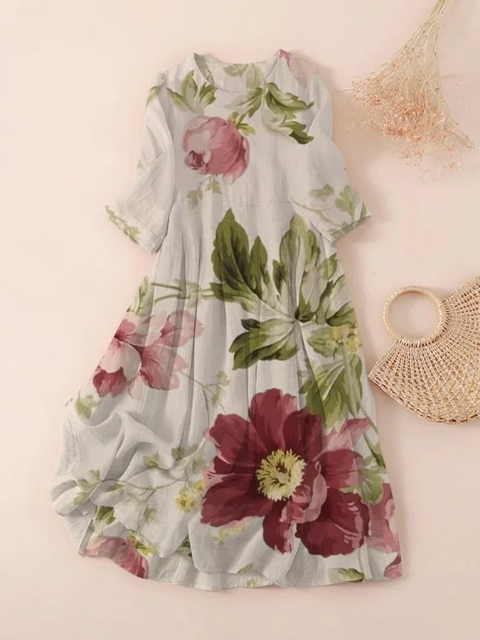 Women's Vintage Floral Design Print Dress