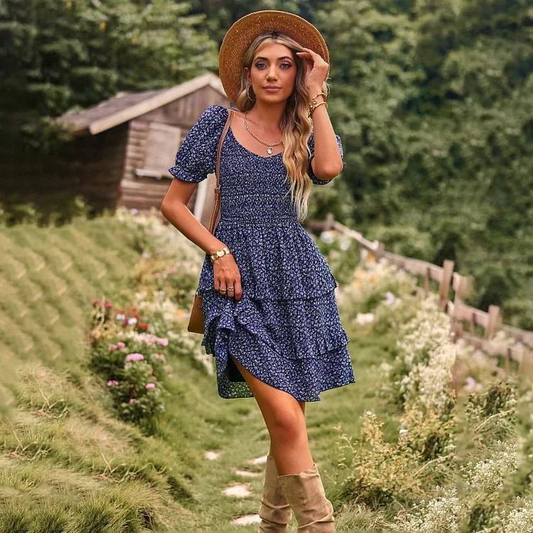 🔥French romantic dress short-sleeved cake skirt🔥(Buy 2 Free Shipping)🔥