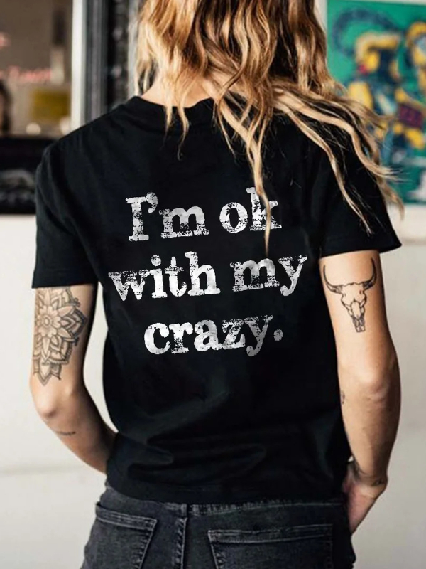 Gothic Dark Printed Letter Crew Neck Short Sleeve T-shirt