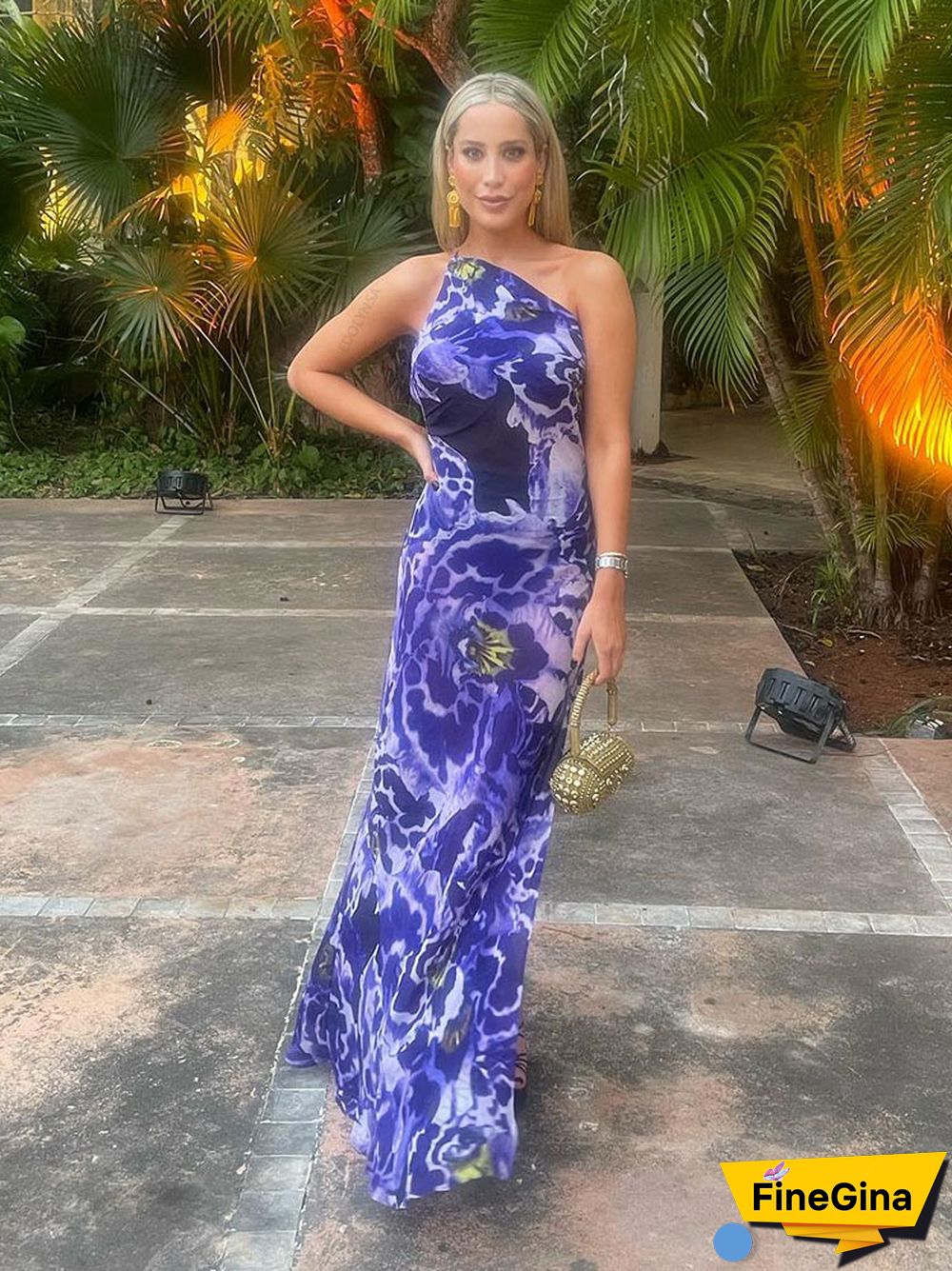 Blue Boho Asymmetrical Sundress Sexy One Shoulder Straped Bodycon Maxi Dress Women Summer Clothes Party Slip Dresses A1251