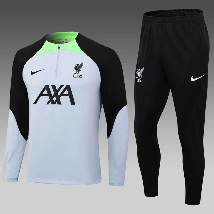 2023/2024 Liverpool Half-Pull Training Suit Grey Jersey 1:1 Thai Quality Set fballshop
