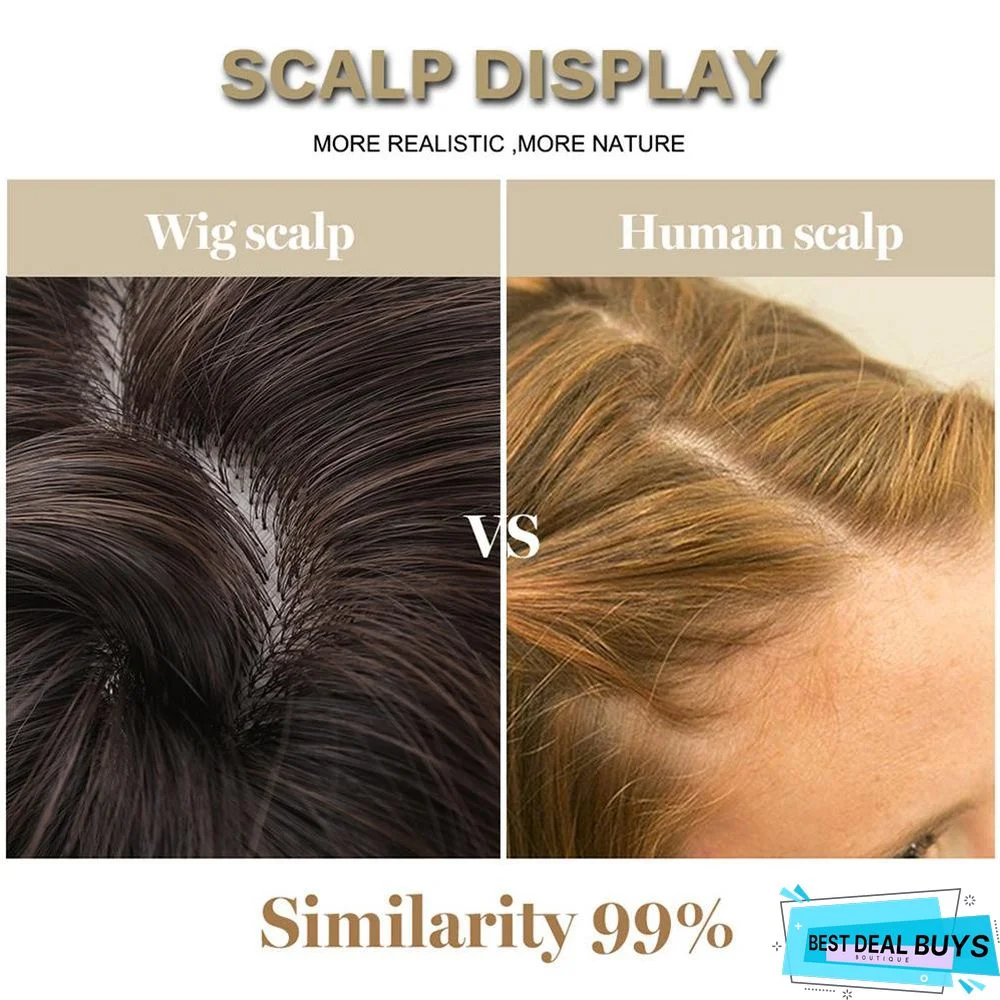 Long Brown Wigs with Bangs Wave Synthetic Wigs For Women