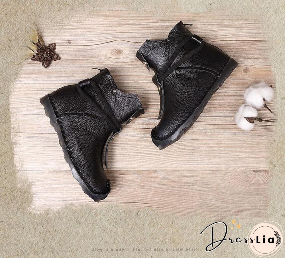 Women Genuine Leather High Quality Fashion Short Flats Ankle Boots
