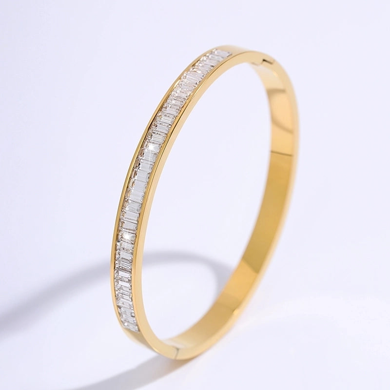 Elegant Vintage Style Minimalist Solid Color 304 Stainless Steel Bangle In Bulk