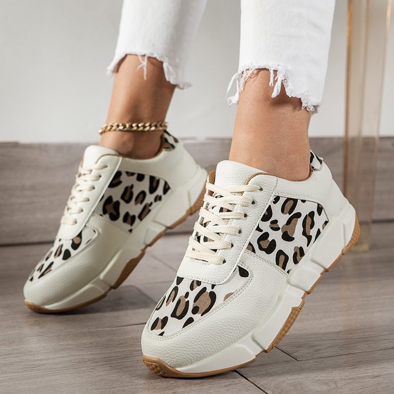 Leopard Sneakers Women White Running Sports Shoes-PABIUYOU- Women's Fashion Leader