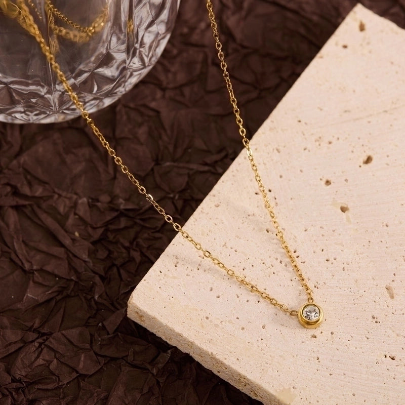 2 Pieces Minimalist Classic Style Geometric Titanium Steel Plating Pendant Necklace